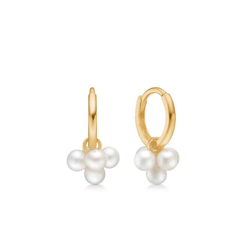 Daisy creoler fra Mads Z i 8 kt guld med perler (8 mm)